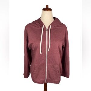 Eddie Bauer Womens Camp Fleece Full Zipper Fleece Hoodie Size XL Blackcherry New